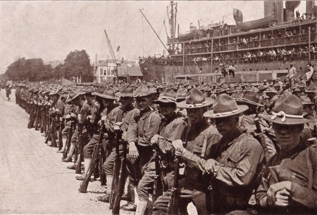 U.S. 16th Infantry Regiment arrives at St. Nazaire France on 26 June, 1917
