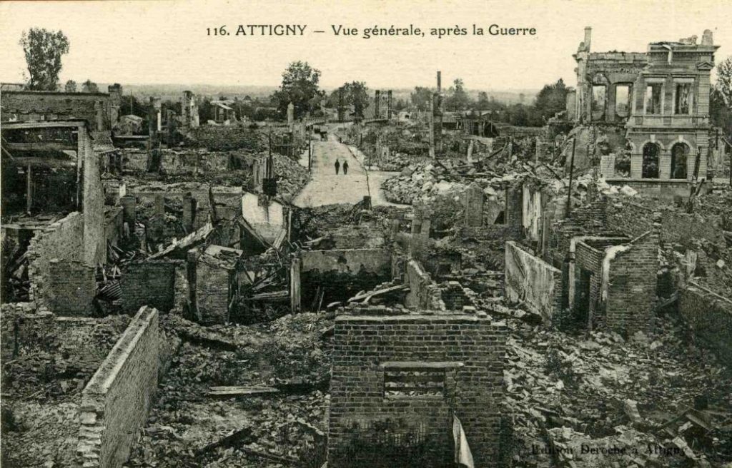 Attigny: General view after the war.